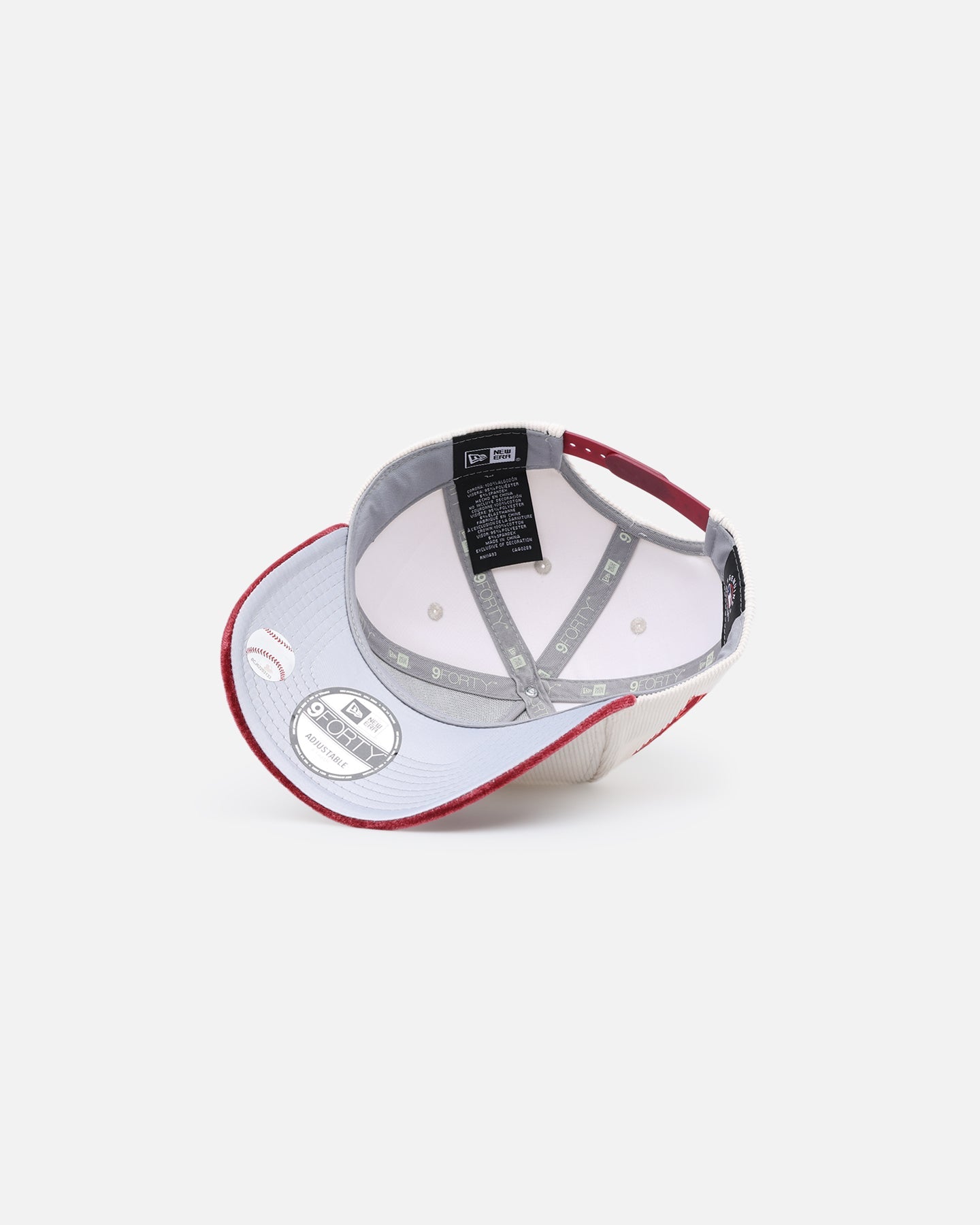 New Era Boston Red Sox 'Premium Corduroy Velvet' 9FORTY A-Frame Snapback Chrome White/Cardinal