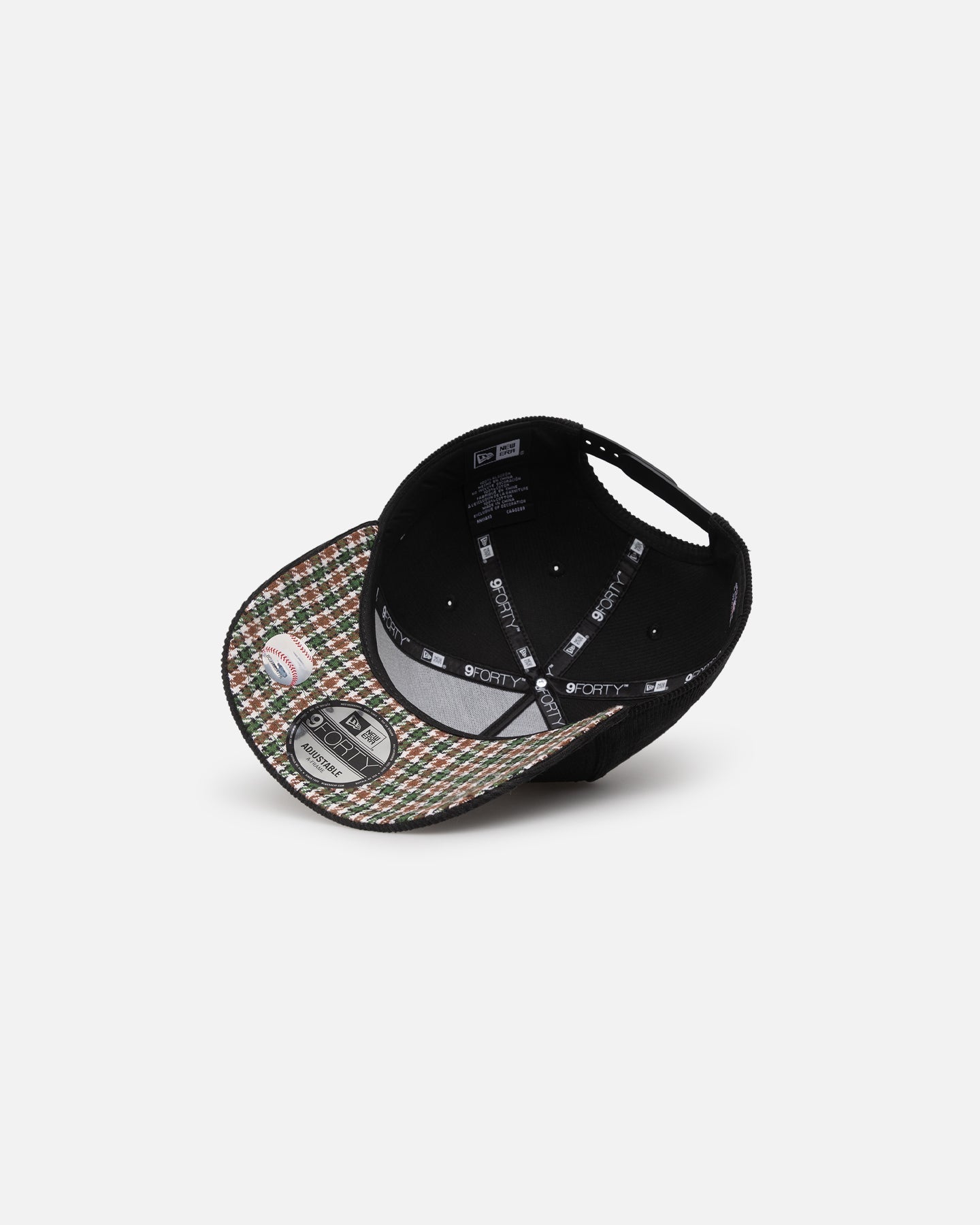New Era Boston Red Sox 'Black Cord Plaid UV' 9FORTY A-Frame Snapback Black/Plaid
