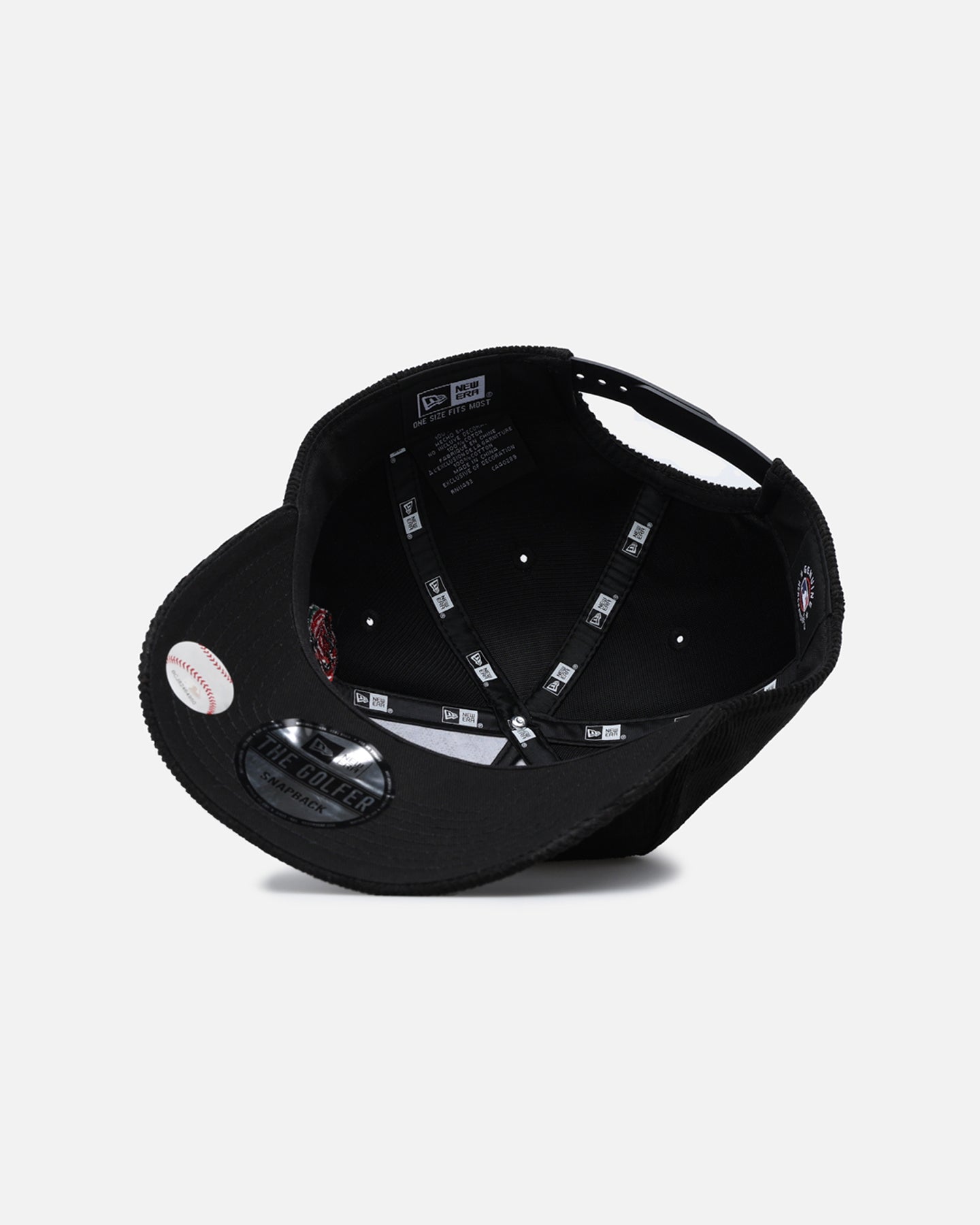 New Era Boston Red Sox 'Corduroy Roses' Golfer Pre-Curved Snapback Black Corduroy/White