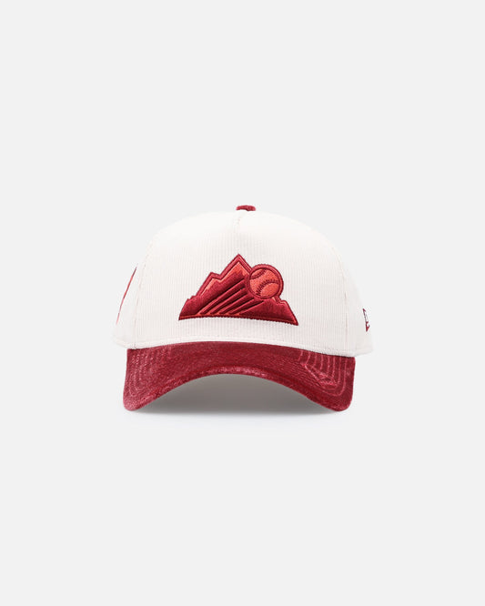New Era Colorado Rockies 'Premium Corduroy Velvet' 9FORTY A-Frame Snapback Chrome White/Cardinal