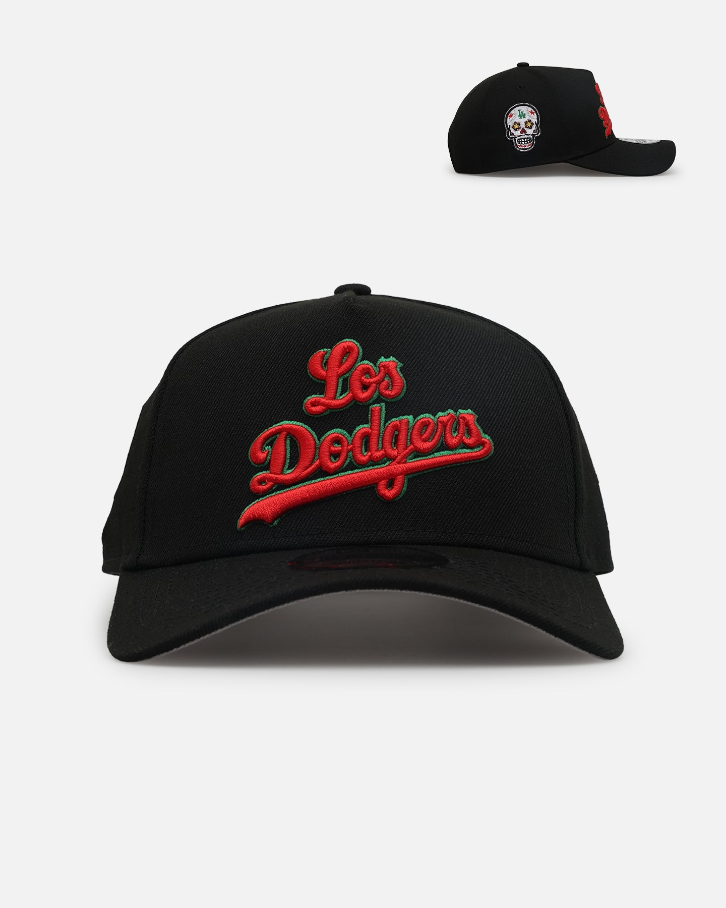 New Era Los Angeles Dodgers 'Sugar Skull Side Patch' 9FORTY A-Frame Snapback Black/Red/Green