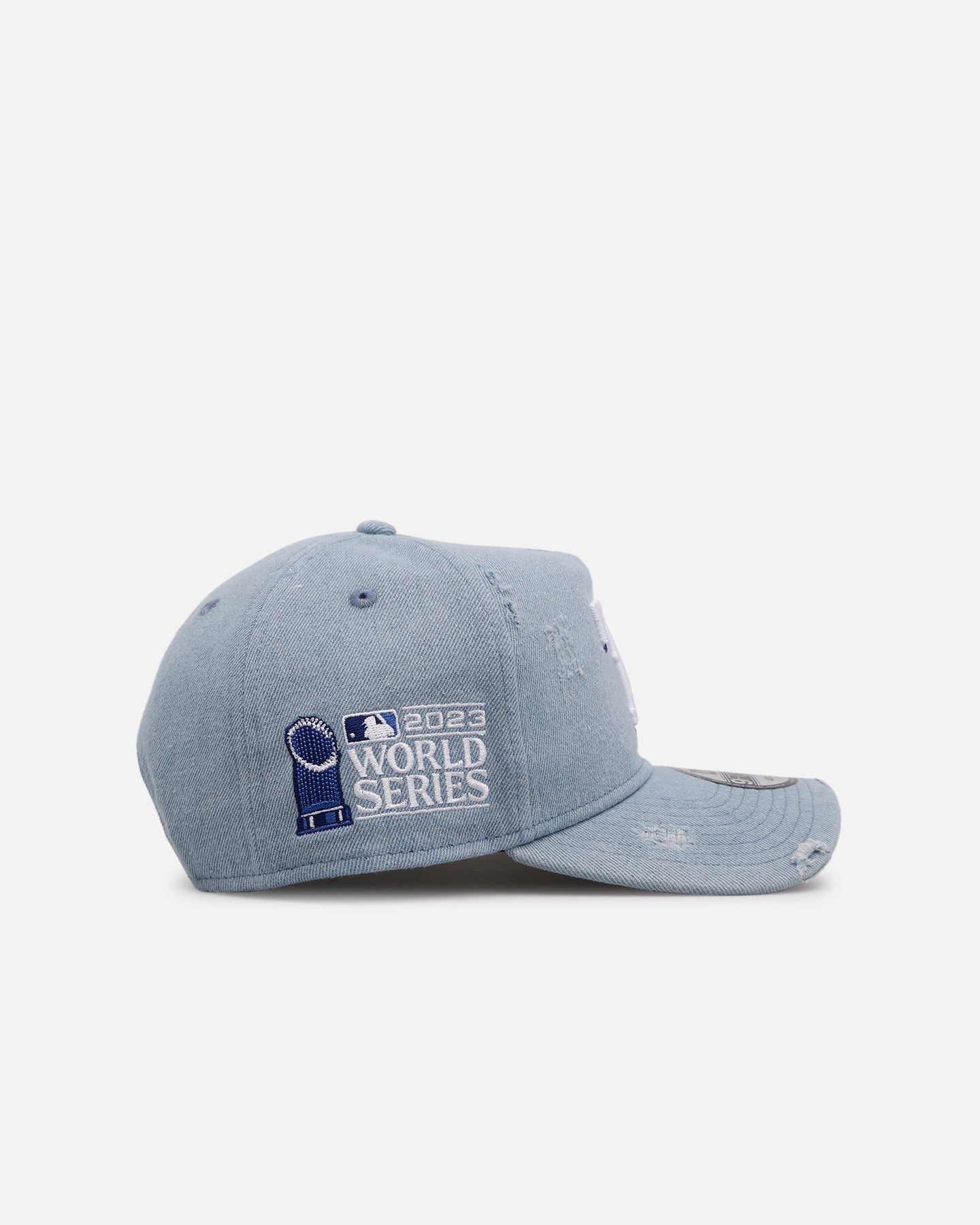New Era Texas Rangers 'Distressed Denim' 9FORTY A-Frame Snapback Light Wash Denim