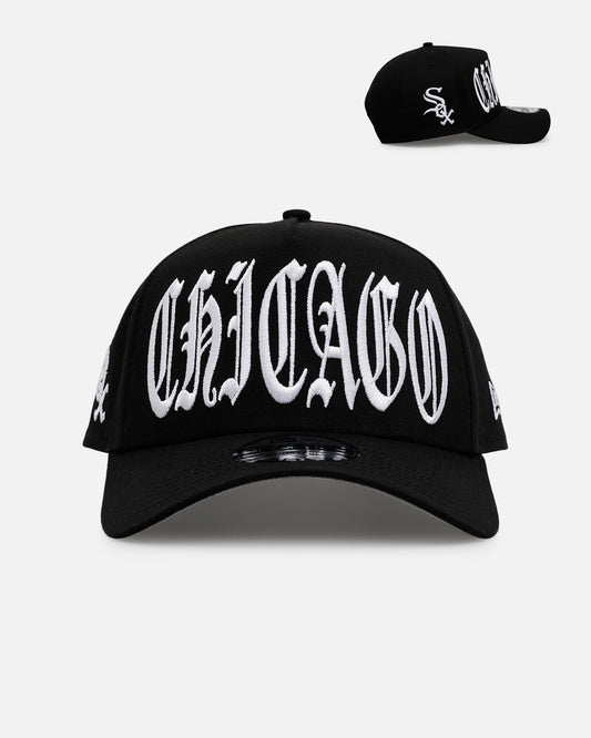 New Era Chicago White Sox 'Oversized Gothic Script Crown' 9FORTY A-Frame Snapback Black/White