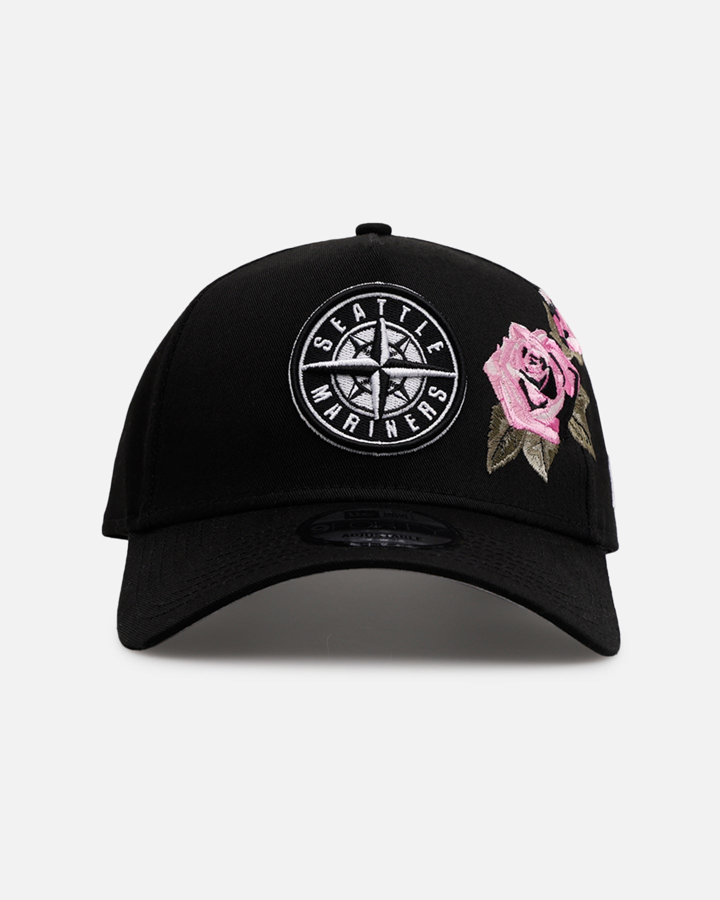 New Era Seattle Mariners 'Pink Rose Embroidery' 9FORTY A-Frame Snapback Black/Pink