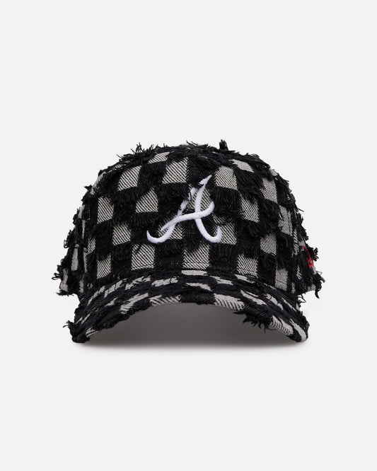 New Era Atlanta Braves 'Frayed Checkerboard' 9FORTY A-Frame Snapback Black/Grey