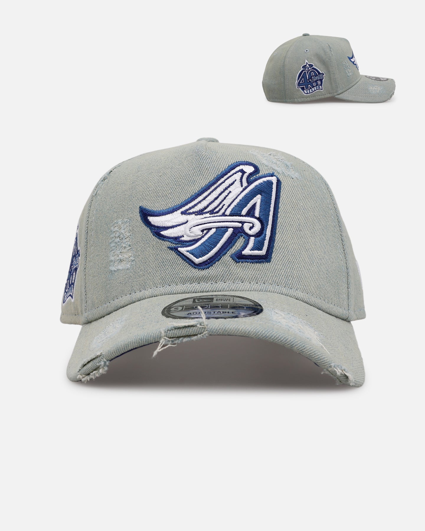 New Era Los Angeles Angels 'Distressed Denim' 9FORTY A-Frame Snapback Light Wash Denim