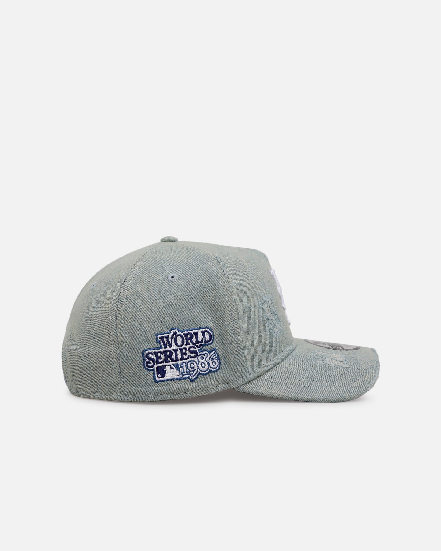 New Era New York Mets 'Distressed Denim' 9FORTY A-Frame Snapback Light Wash Denim