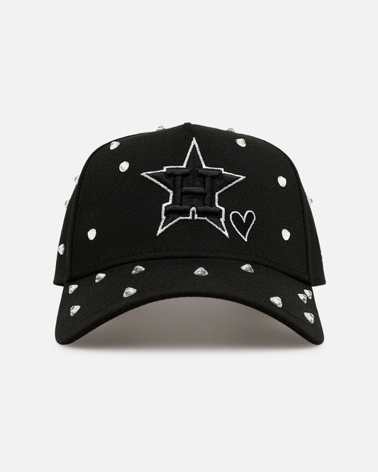 New Era Houston Astros 'Black Satin Hearts' 9FORTY A-Frame Snapback Black
