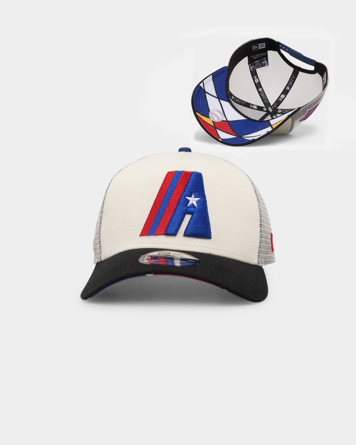New Era Houston Astros 'Retro Mosaic' 9FORTY A-Frame Trucker Snapback White/Black