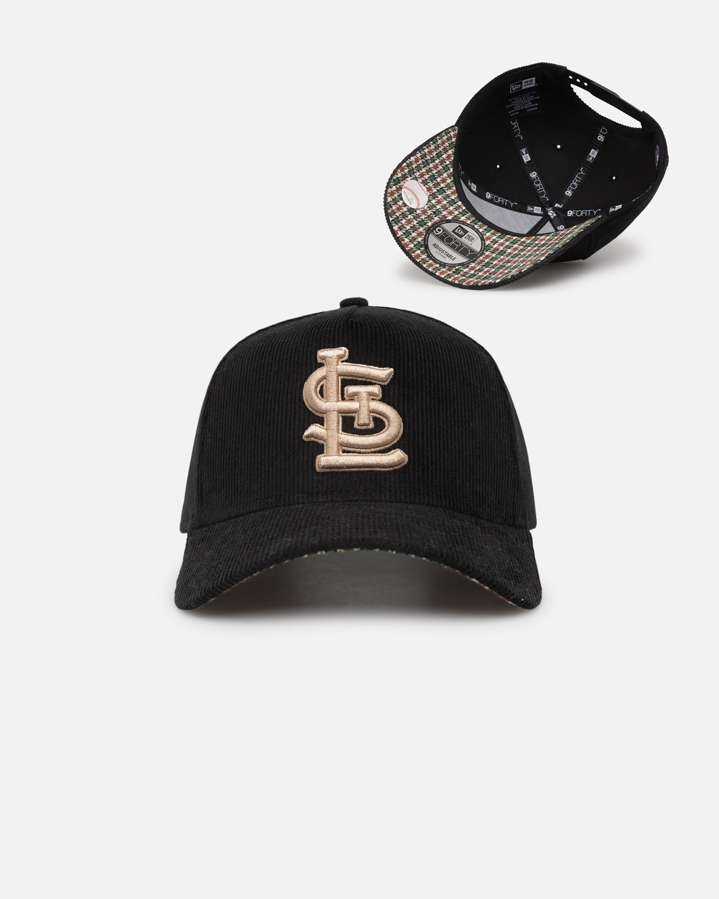New Era St Louis Cardinals 'Black Cord Plaid UV' 9FORTY A-Frame Snapback Black/Plaid